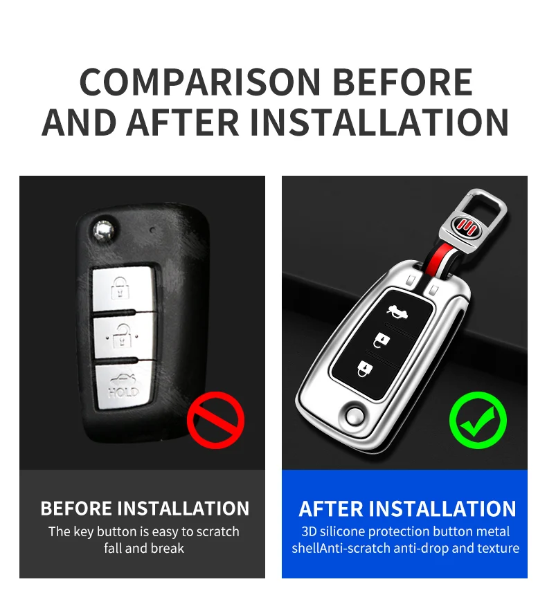 Custodia per chiave a distanza per auto in metallo Shell per Nissan Qashqai X-Trail Juke J11 Murano Tiida Altima Maxima Livina Nismo Sylphy Murano - Sdc33a4a8f25d496a80c582d55972f8a2K