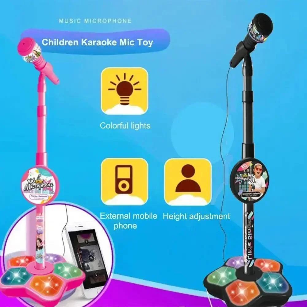 Bambini Rocking Roll Microfono Canto Giocattoli con supporto Karaoke Canzone Strumento musicale Giocattolo educativo Ragazza Ragazzo Regali di compleanno Gioco - immagine 3