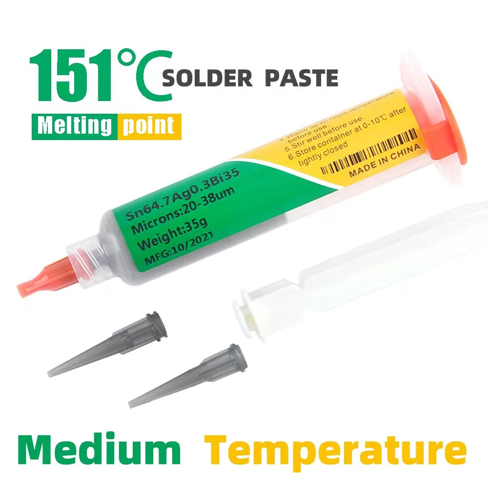 copper welding rod Lead-free Medium Temperature Silver Solder Paste Sn64.7Ag0.3Bi35 Mobile Phone Repair Melting Component weldingPoint 151℃ leather welding helmet