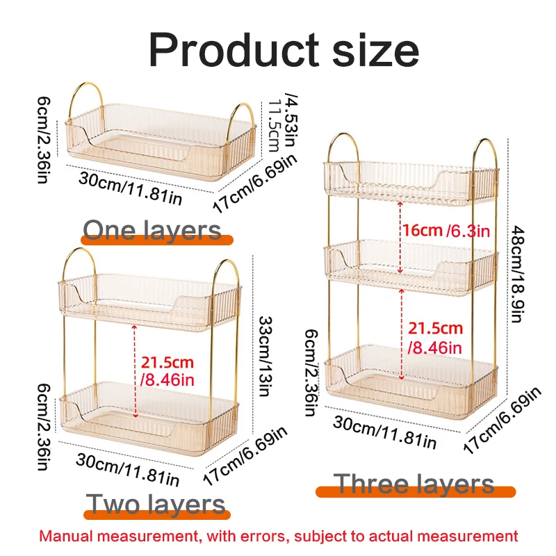 1pcs multilayer rectangular shelf high-quality transparent PET bathroom kitchen shelf cosmetic storage rack 3