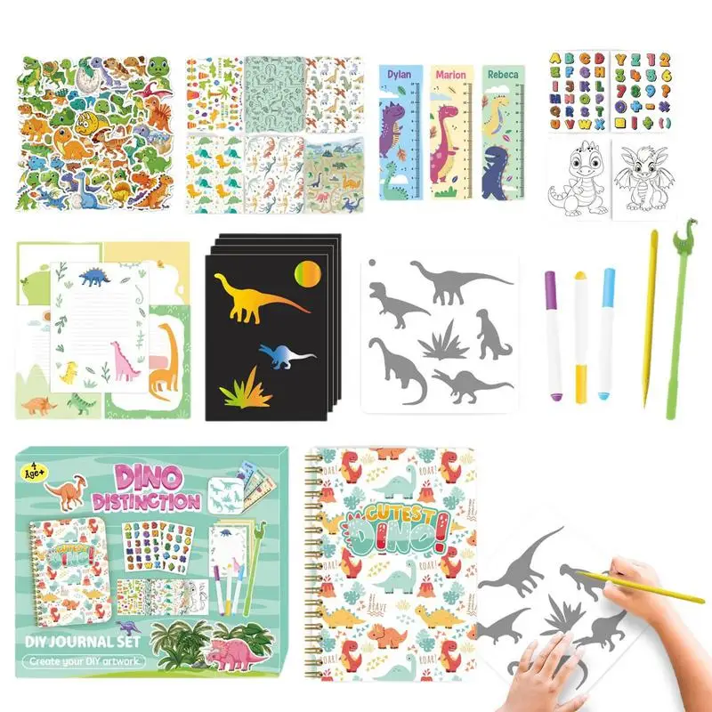 sticker-diary-set-for-kids-cute-dinosaur-diary-scrapbook-sticker-kit-clear-printing-crafts-arts-kit-toys-for-birthday-holiday