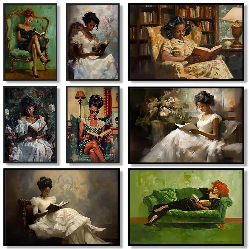Elegant Black Woman Reading on Sofa Canvas Wall Art – 53% OFF, Premium Home Decor