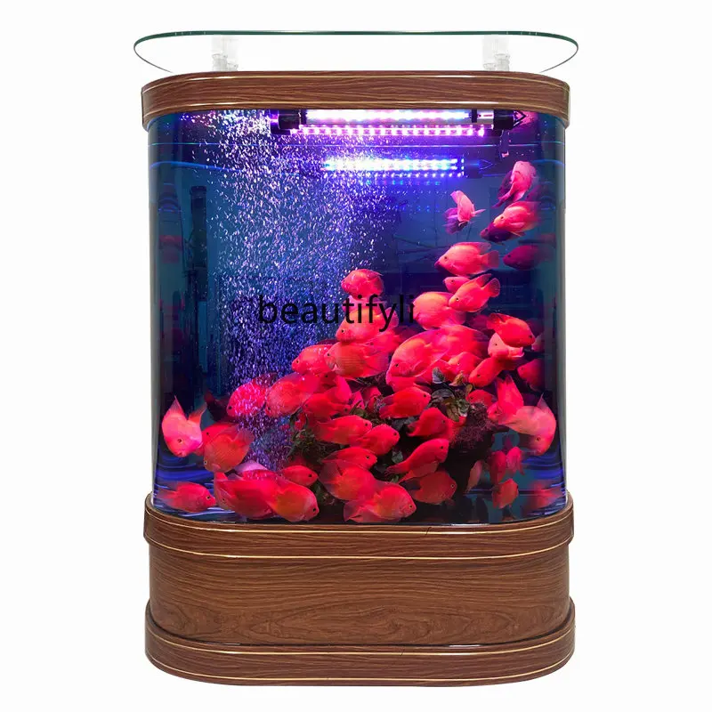 

TV Cabinet Fish Tank Living Room New Light Luxury Floor Self-Circulation Ecological Change Water Integrated