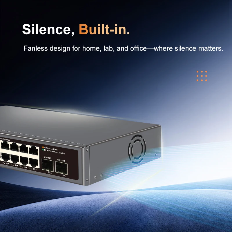 KeepLiNK 18-Port Multi-Gigabit Unmanaged Network Switch 16 X 2.5Gb Ethernet + 2 X 10Gb SFP+ for High-Speed Data Networking - Imagen 5