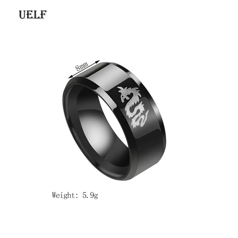 Uelf Punk Mode Stil Antike Retro Männlichen Schmuck Viking Ring Weiblichen Schwarzen Drachen Amulett Vintage Nordischen Rune Ringe Für Frauen – Detail 2