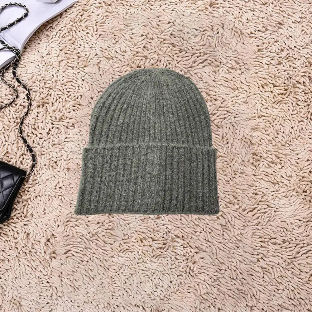 

Knitted Cap Cozy Knitted Winter Hat for Women Elastic Dome Anti-slip Soft Warm Beanie with No Brim Windproof Unisex Cap Elastic