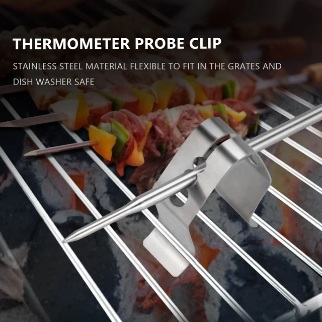 2PCS Stainless Steel Grill Clip Meat Thermometer Probe Clip Holder Ambient  Temperature Readings BBQ Oven Grill Clip - AliExpress