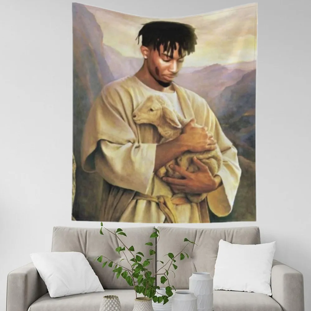 Tapestry Decorations Jesus Christian Playboi Carti Tapestry Wall Cloth Funny Meme Tapetries Bedroom Aesthetic Room Tapestrys Home Decorations