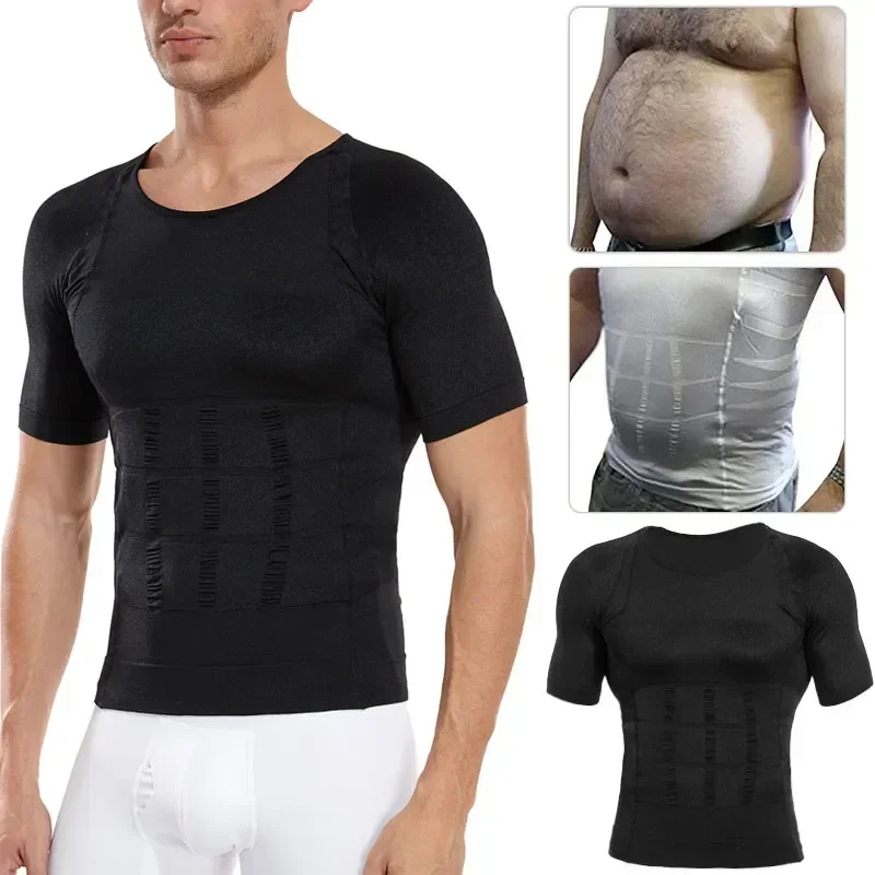 

Compression Men Slimming Tops Waist Slim Trainer Shapewear Shapers Belly Reducing Gynecomastia Body Tummy Shirt Shaper