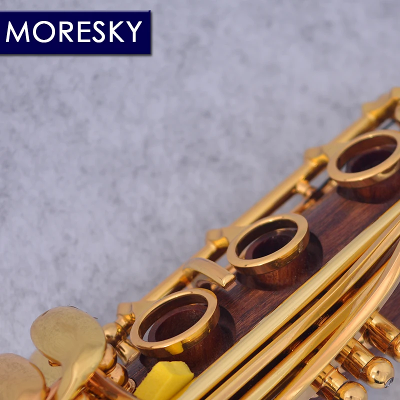 MORESKY Red Wood Professional Clarinet Rosewood bB Gold-plated 18/17 Keys Sib Klarnet M15