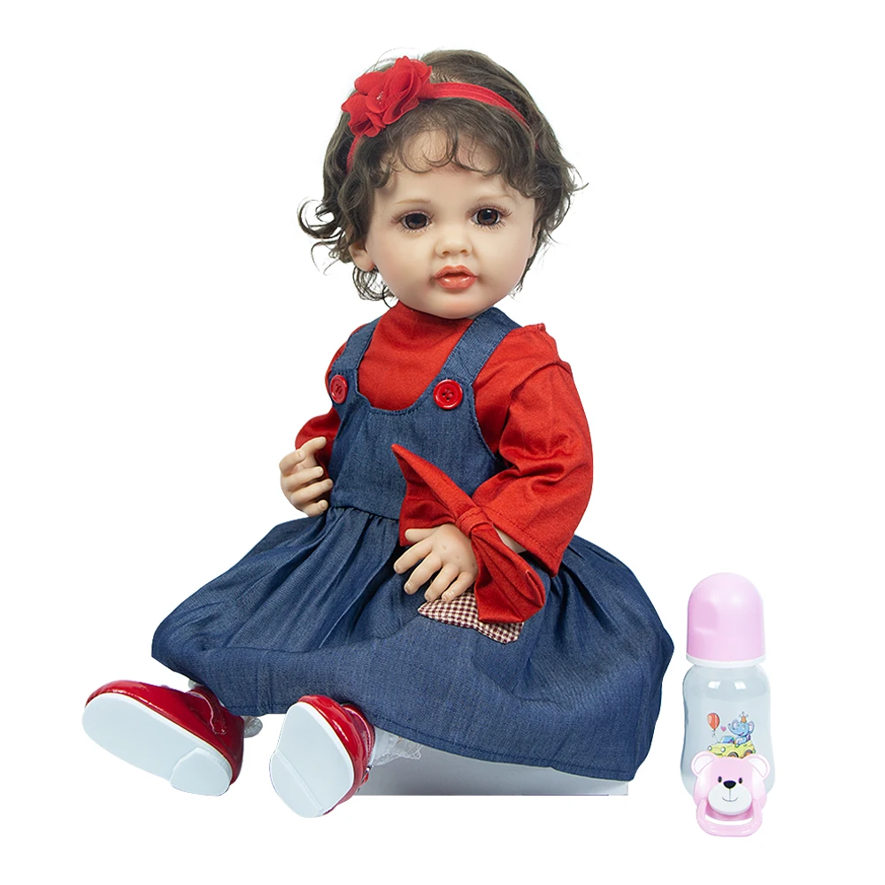 

22 Inch 55 CM Full Body Silicone Fidget Girl Toys Reborn Baby Dolls Lifelike Newborn Baby Doll Kids For Children's Day Gift Toy