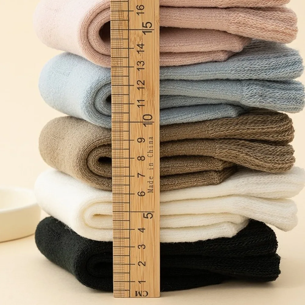 3 pairs New Children's Wool Socks Warm Against Cold Winter Socks Solid Color Super Thicker Thermal Terry Socks for Toddlers