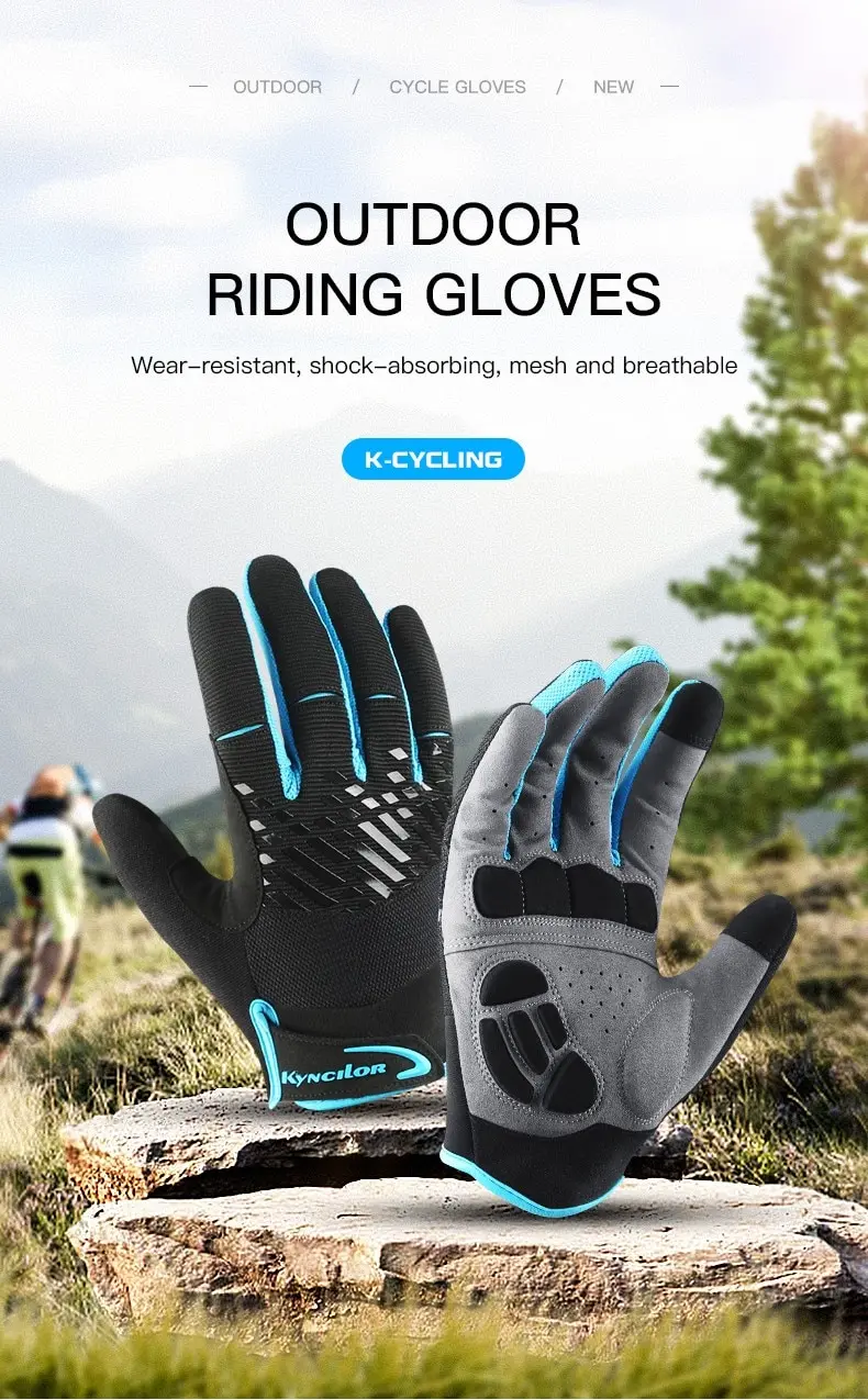 Outdoor MTB Radfahren Handschuhe Voll Finger Touchscreen Atmungsaktive Anti-schweiß Stoßfest Motorrad Handschuhe Männer Wandern Bergsteigen – Detail 1