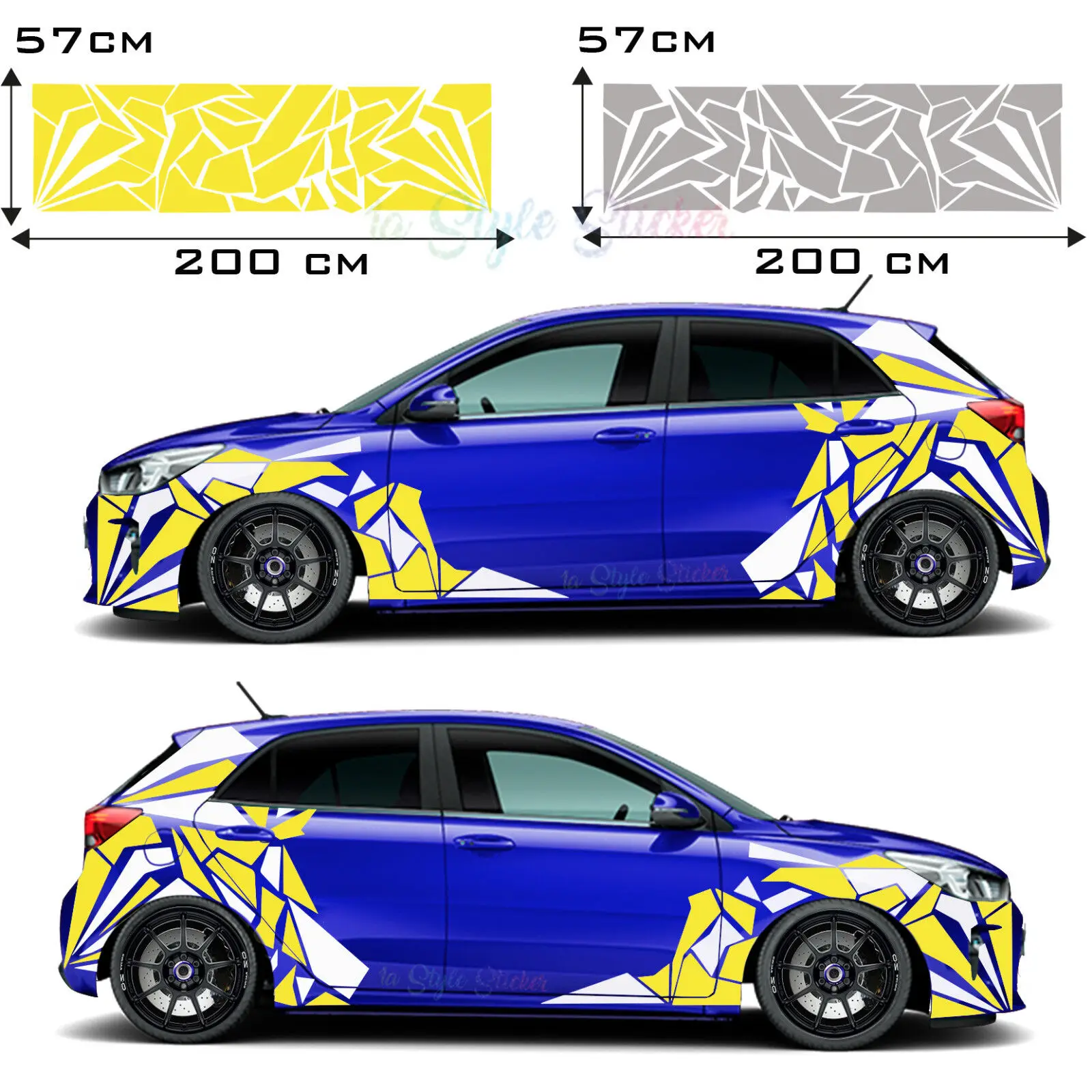 

Car Sticker Side Stickers Triangles Hexagon Decor Atomic Style Rice Paint s29