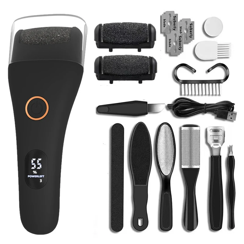 NEW Electric Foot Callus Remover Professional Foot Pedicure Machine Tools Rechargeable Heel Cracked Dead Skin Scrubber 3 Heads