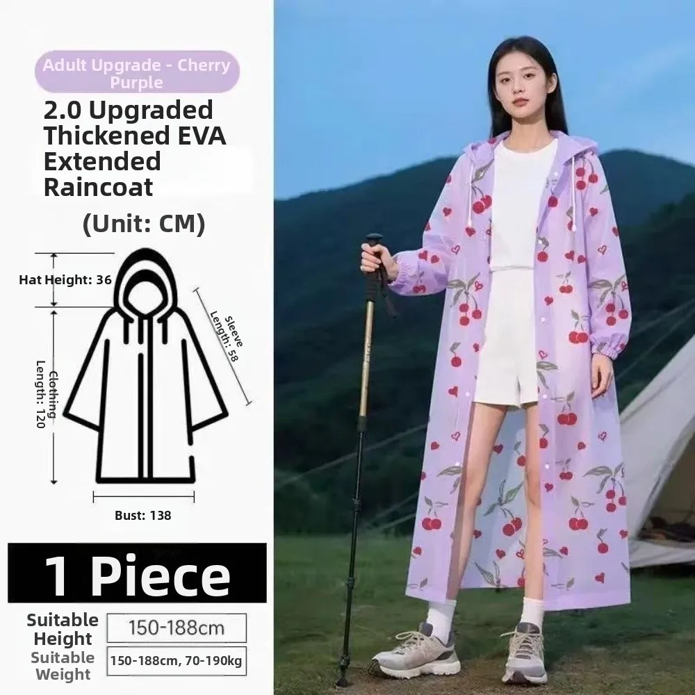 패션 EVA 레인 판초 후드형 경량 레인코트 방풍 사계절 전신 레인코트 아웃도어 하이킹