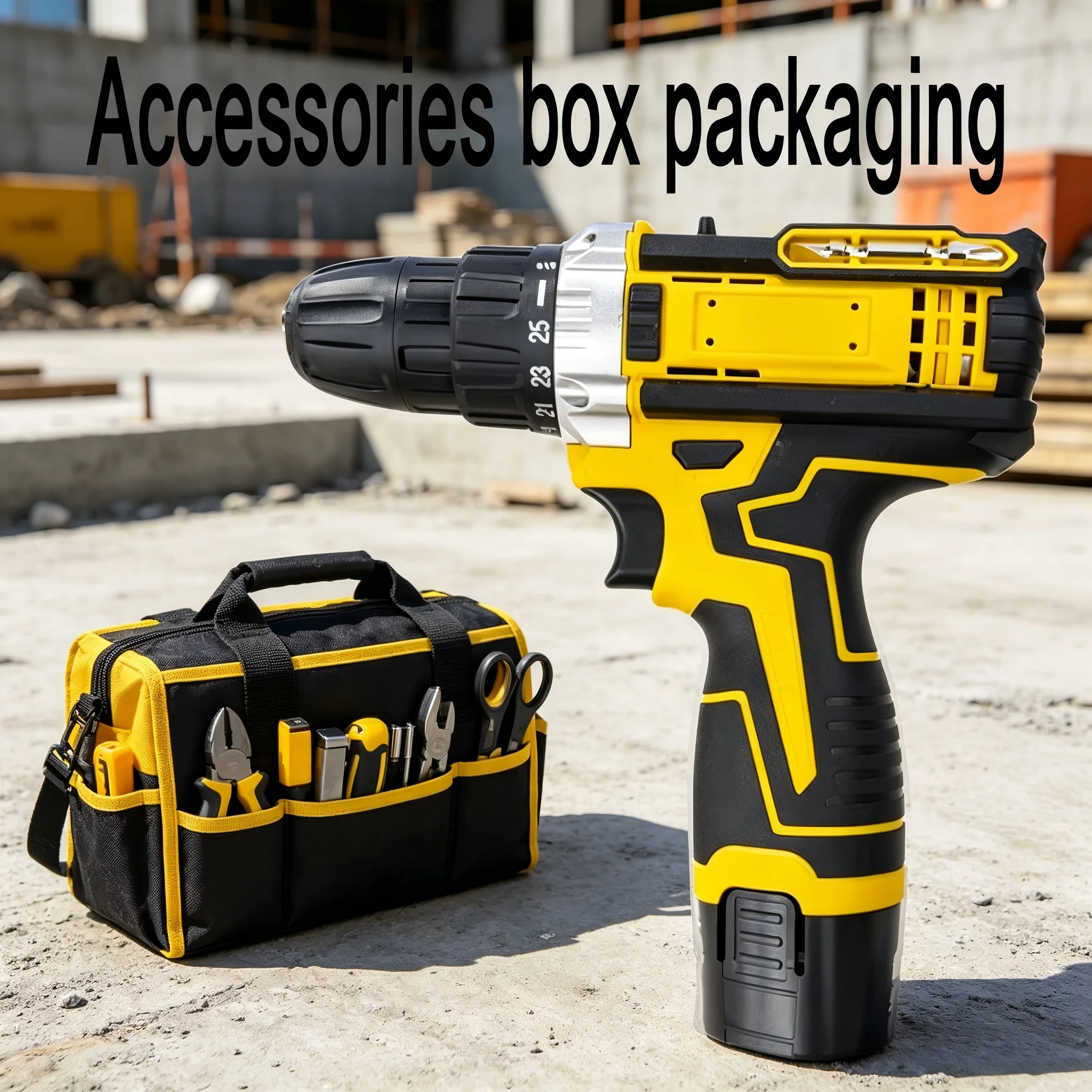 전기 드릴 세트 휴대용 스크루드라이버 도구 키트(액세서리 박스 포함) 가정용 개선 작업용 다기능 리튬