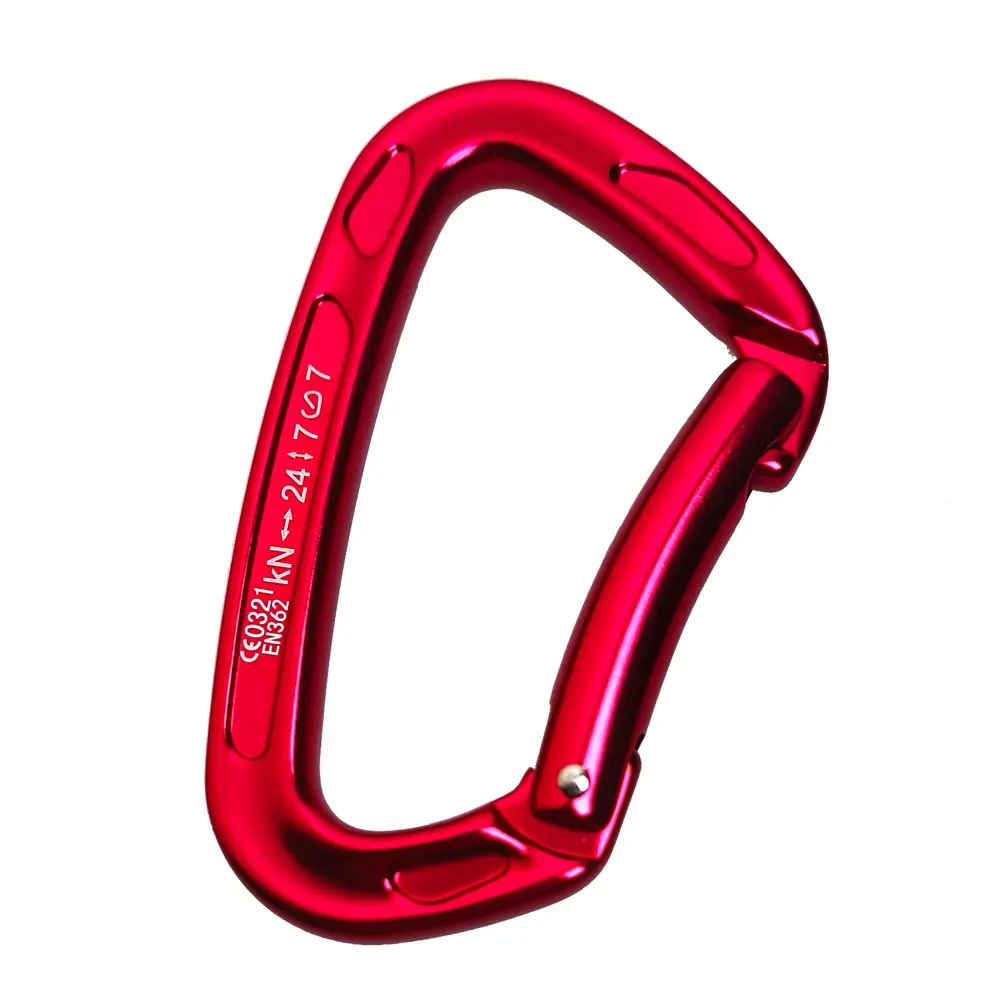 24KN Bent Gate Aviation Aluminum Safety Lock Outdoor Climbing Ascend Mountaineering Equipment Rappelling Canyoning Hammock
