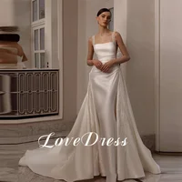 Customized Love Elegant Spaghetti Straps Sequin Bead Mermaid Stain Wedding Dress Gorgeous Backless Floor Length Bride GownS Robe 1