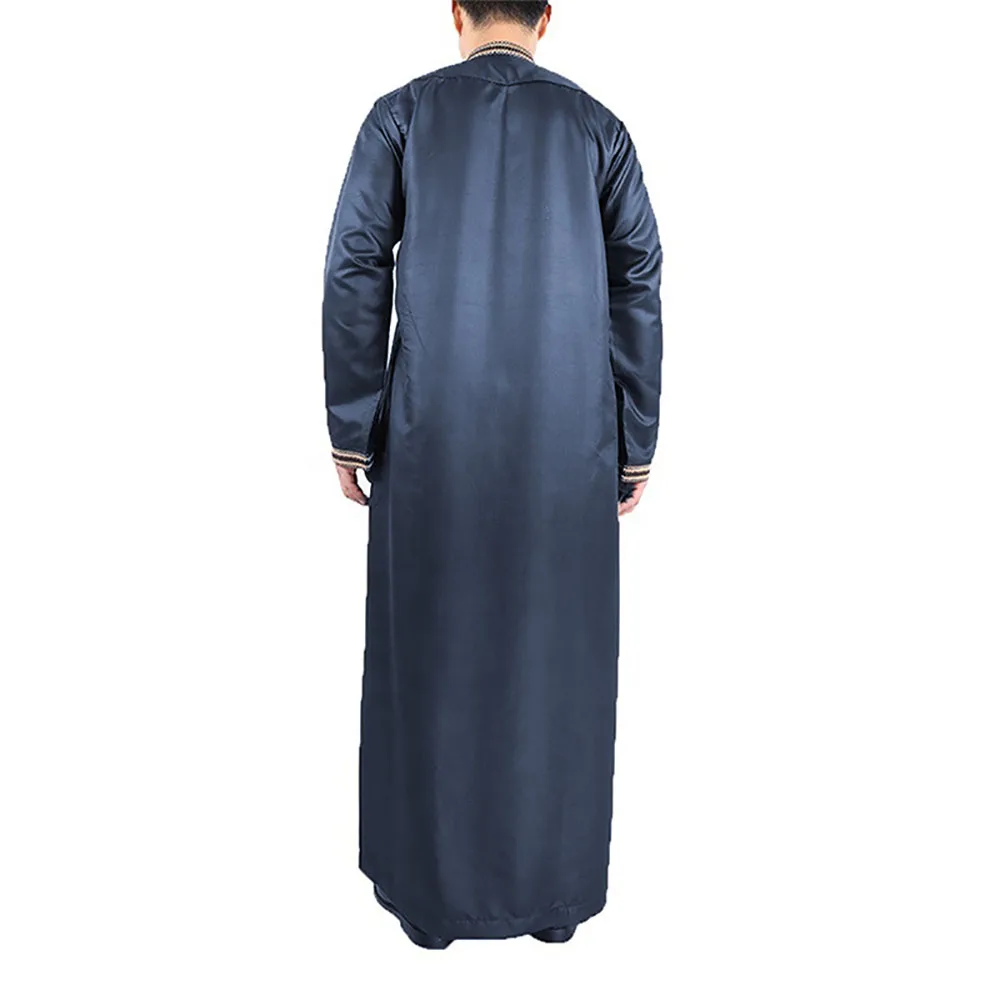 2024 Spring Standing Collar Print Arab Men's Clothing Ethnic Style Loose Long Sleeved Abaya Fashion Casual Oversized Muslim Robe