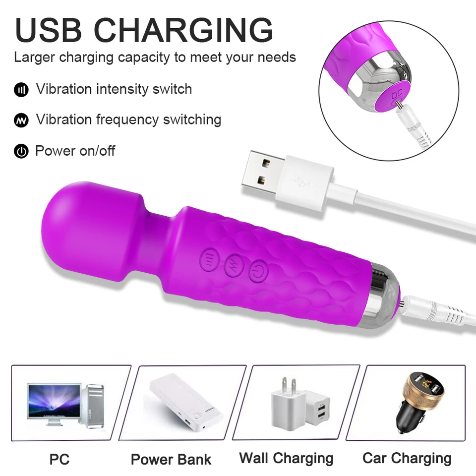 Powerful Mini AV Magic Wand Vibrator For Women 20 Modes Clitoris Stimulator Dildo G Spot Masturbator Massager Sex Toys For Adult - 66