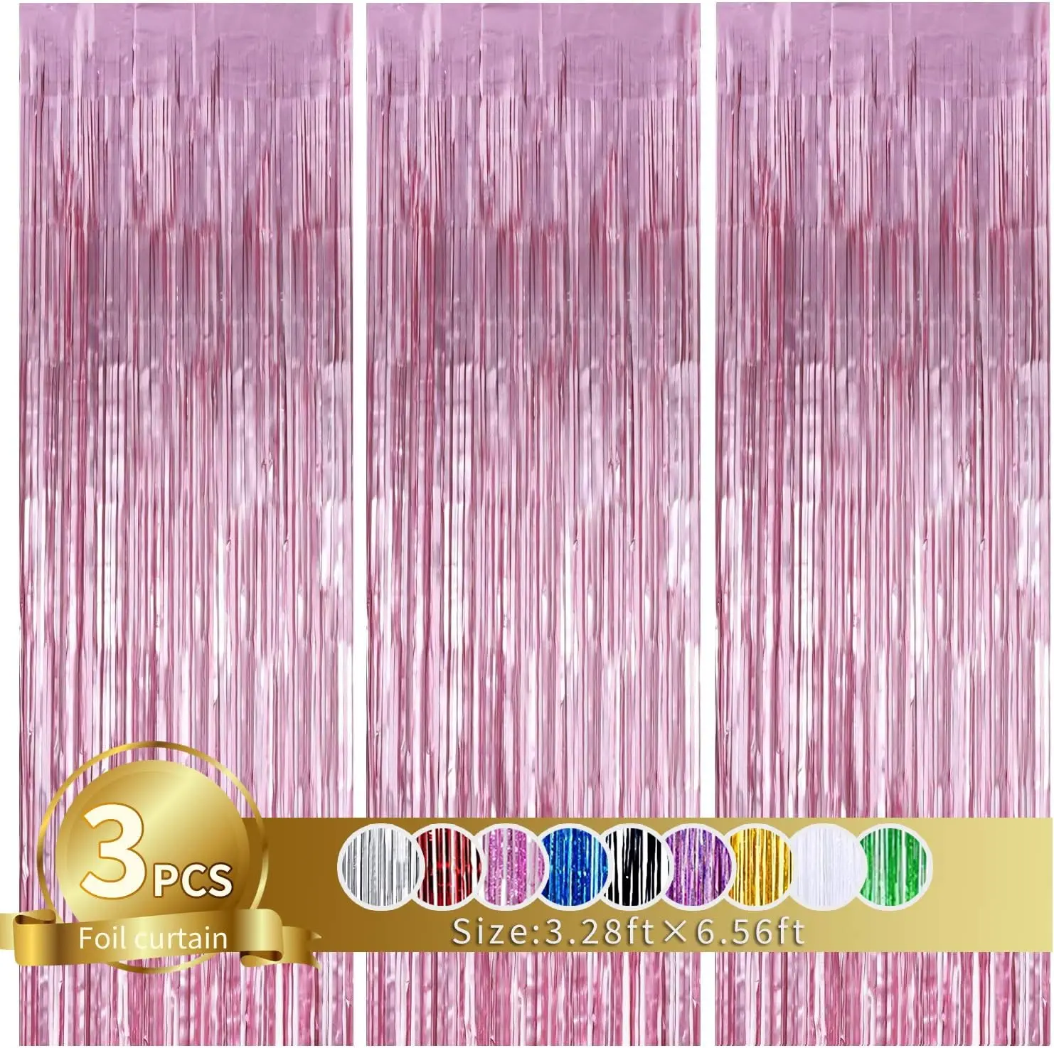 Metallic Streamers 3Pcs Aluminum Foil Fringe Curtain 3Pcs, Backdrop Metallic Streamers Gold Foil Fringe Curtains for Birthday,Christmas,Graduation,Bachelorette Party Streamers Decor 8