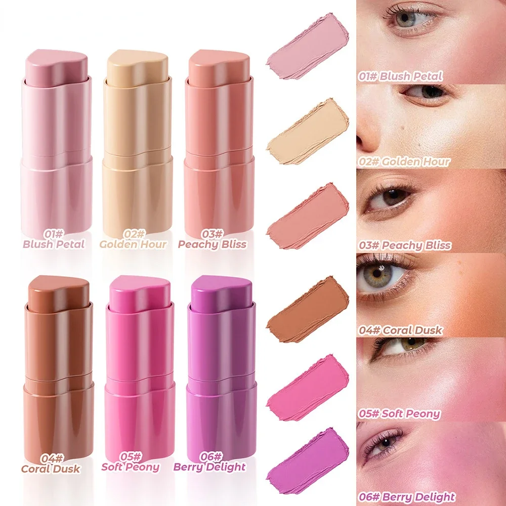 Blush Stick 3 in 1 Makeup Long-Lasting Waterproof Simple High-End Lip Cheek Tint High Pigment Hydrating Pink Blusher Wholesale 2