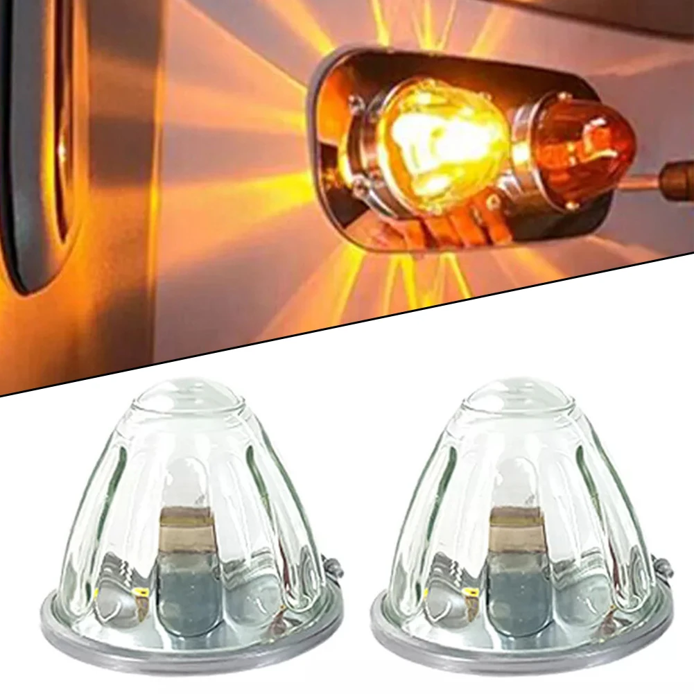 2-Pack Amber & Red Double-Face LED Marker Lights For Trucks & Trailers – Watermelon Style Side Lights With Reflector