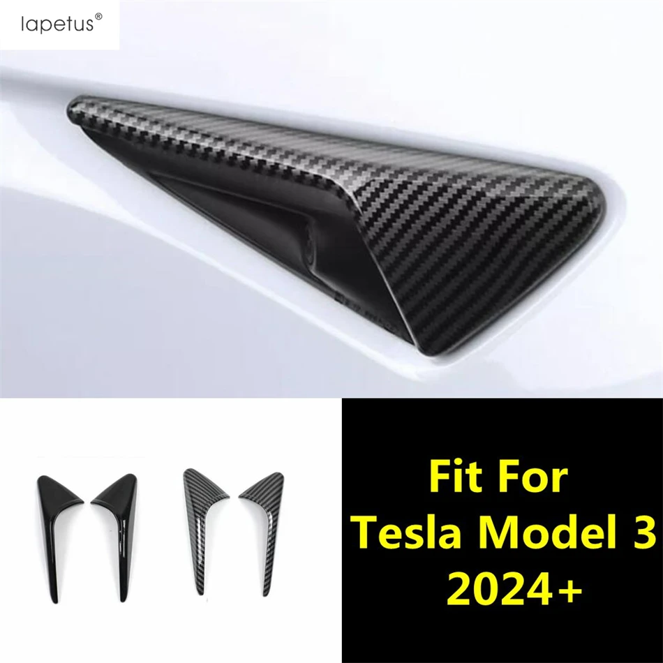 

Car Side Camera Protective Decoration Cover Trim ABS Black / Carbon Fiber Style Accessories Exterior Fit For Tesla Model 3 2024