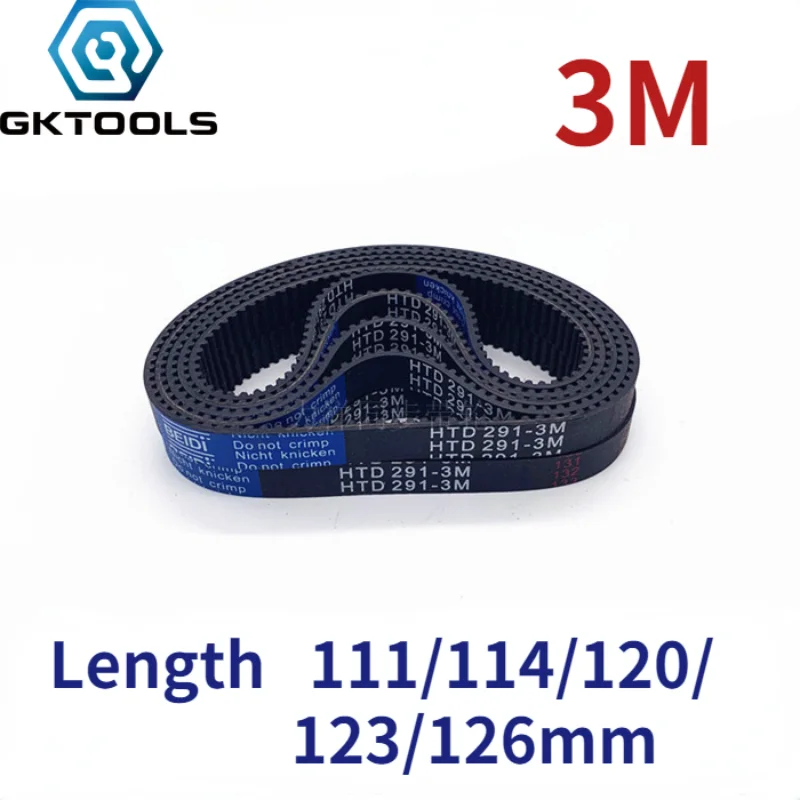 

HTD3M Rubber timing belt length 111/114/120/123/126mm suitable for 10/15mm wide pitch 3mm