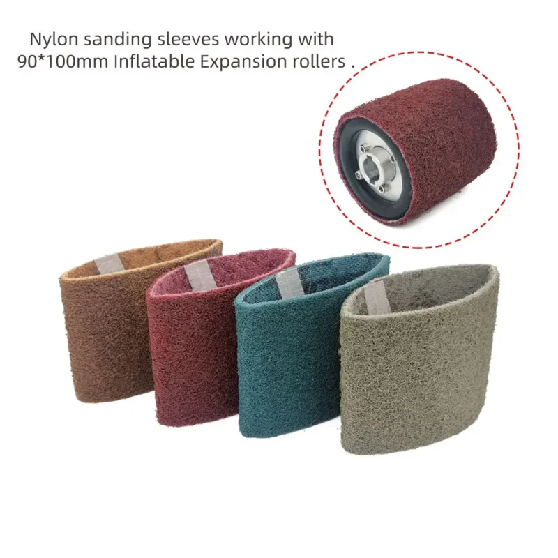 4pcs 283*100mm SC Fleece Sleeves Non-woven Nylon Sanding Bands  Fiber Abrasive Belts in connection with expansion roller