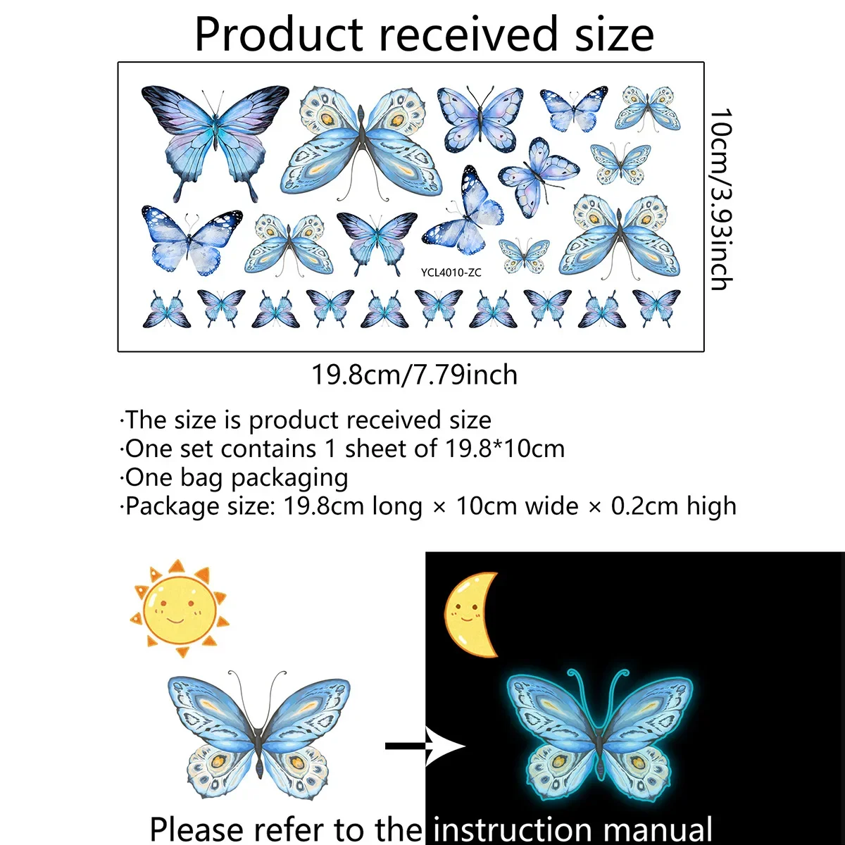 Luminous Wall Stickers Butterfly Stars Wall Sticker Decor for Child Room Bedroom