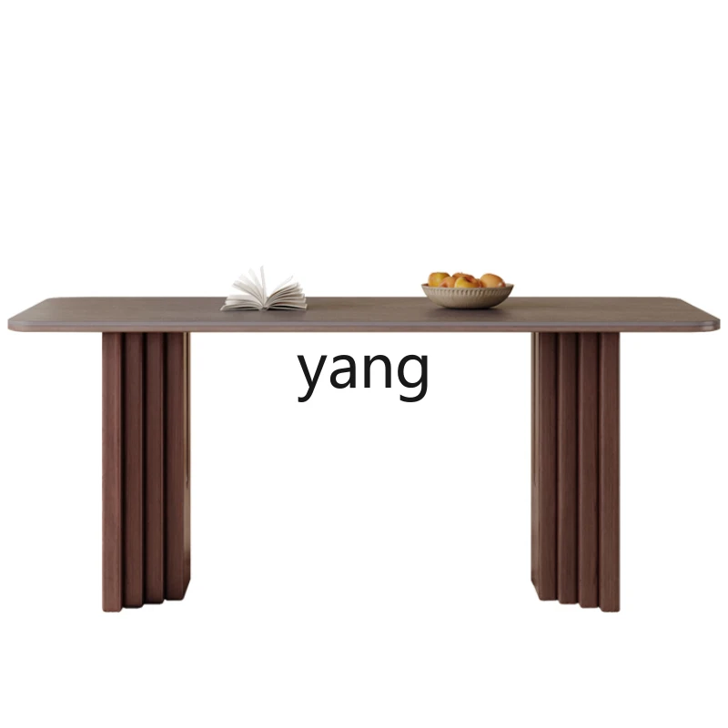 

Yjq Ash Stone Plate Solid Wood Dining Table Living Room Home Mid-Ancient Silent Oak