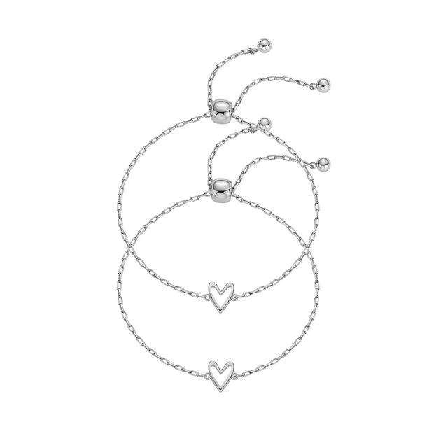 Ensemble de bracelets solitaires en forme de cœur pour femmes, mère et fille, en acier inoxydable plaqué or 14K, cadeaux de bijoux d'amitié, 1 à 3 pièces