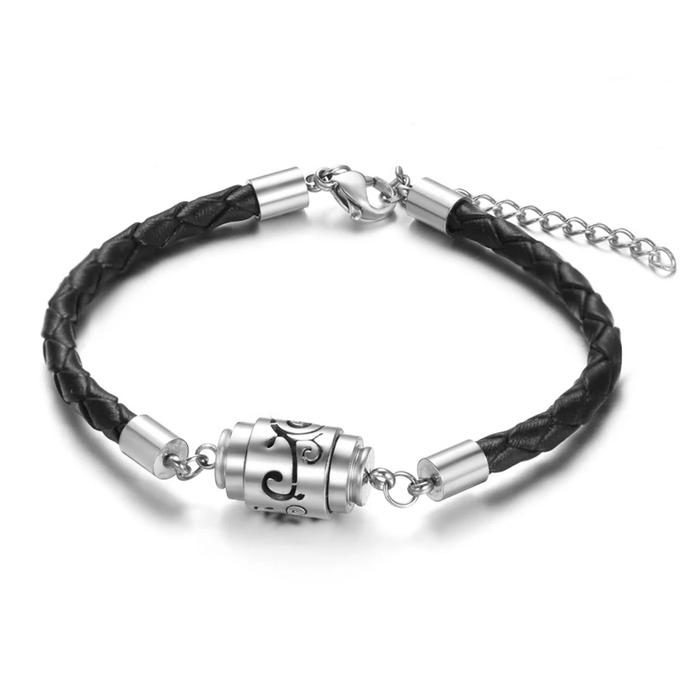 Trendy Aromatherapy High Quality Black Leather Diffuser Bracelet Vintage Hollow Out Charms Perfume Essential Oil Locket Bracelet leather bracelets