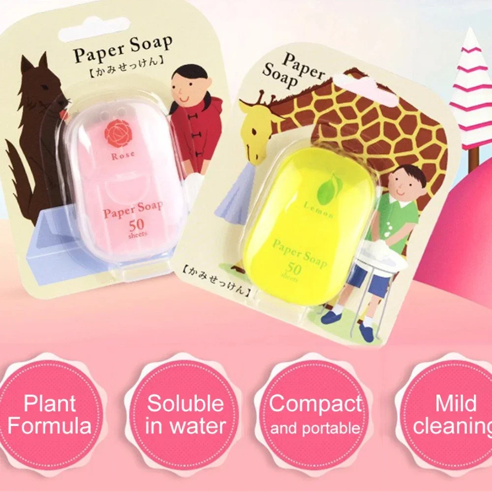 Disposable Soap Paper 50pcs Paper Soap Scented Slice Sheet for Baby Washing Hand Bath Cleaning Supplies