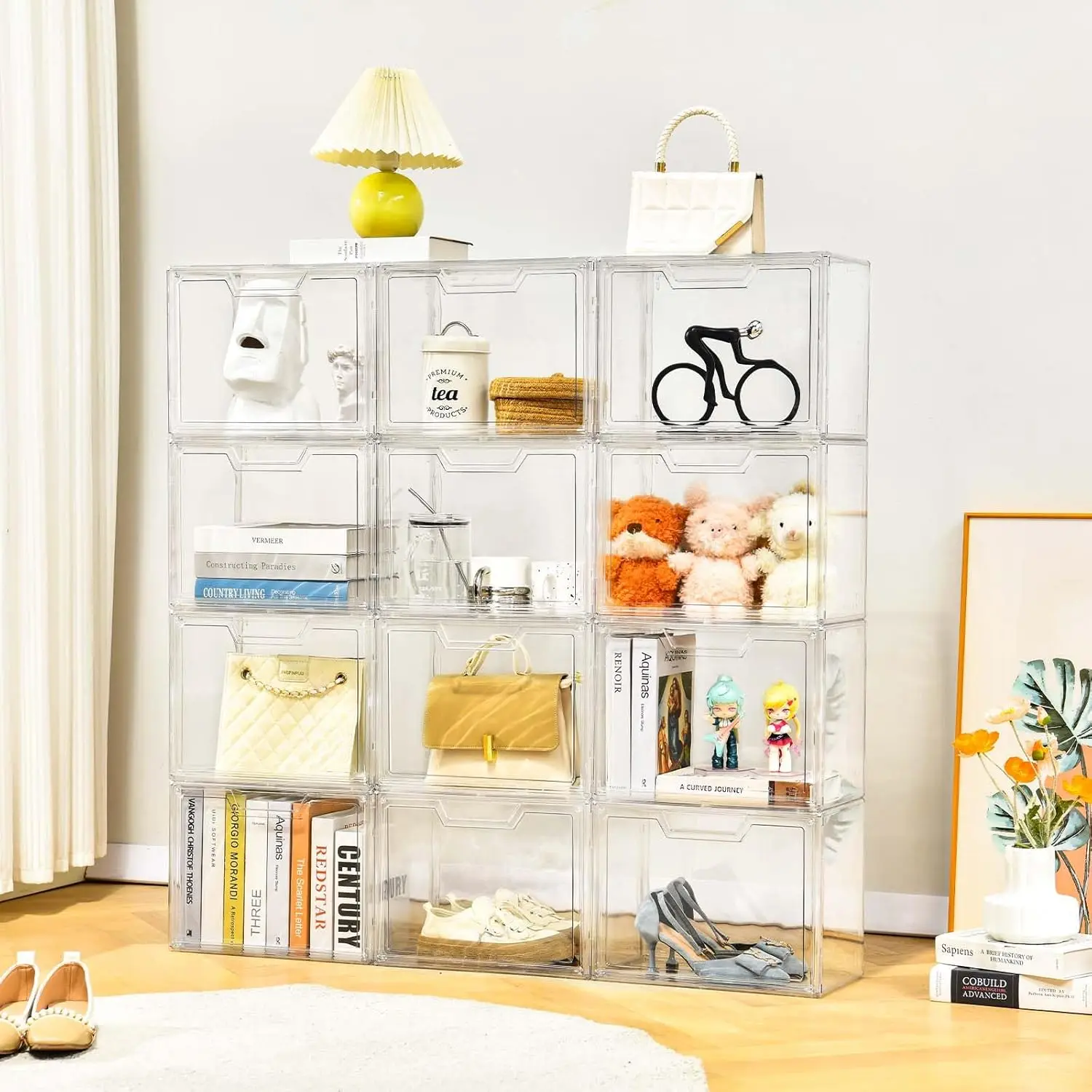 Purse Organizer for Closet,Clear Acrylic Display Case for Handbag Organizer, Purse Storage Box with Magnetic Door 6