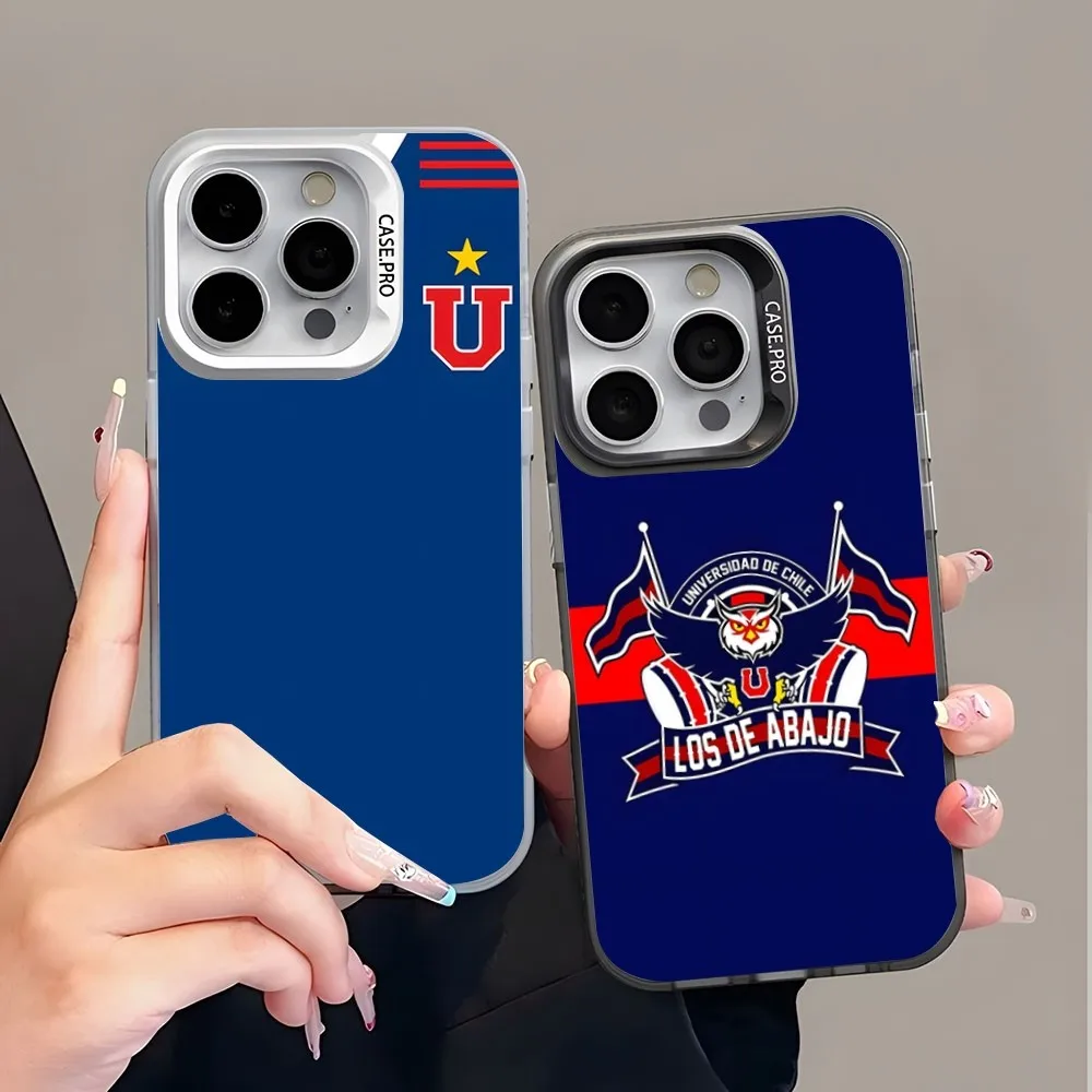 Chile University Logo Phone Case Trendy Brand Colored Silver Trendy Per Iphone 15 14 13 12 Pro Max 11 2023 Fashion Couple