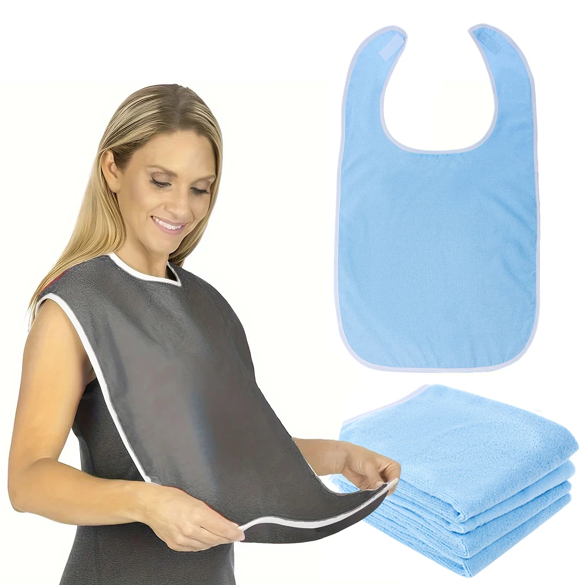 Soft Polyester Adjustable Adult Feeding Bibs