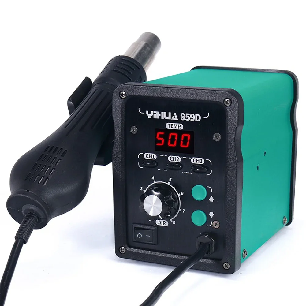 YIHUA 959D 220V 650W Hot Air Gun Digital Soldering Station Desoldering Station Iron Tool Solder Welding + 3 Air nozzles 2