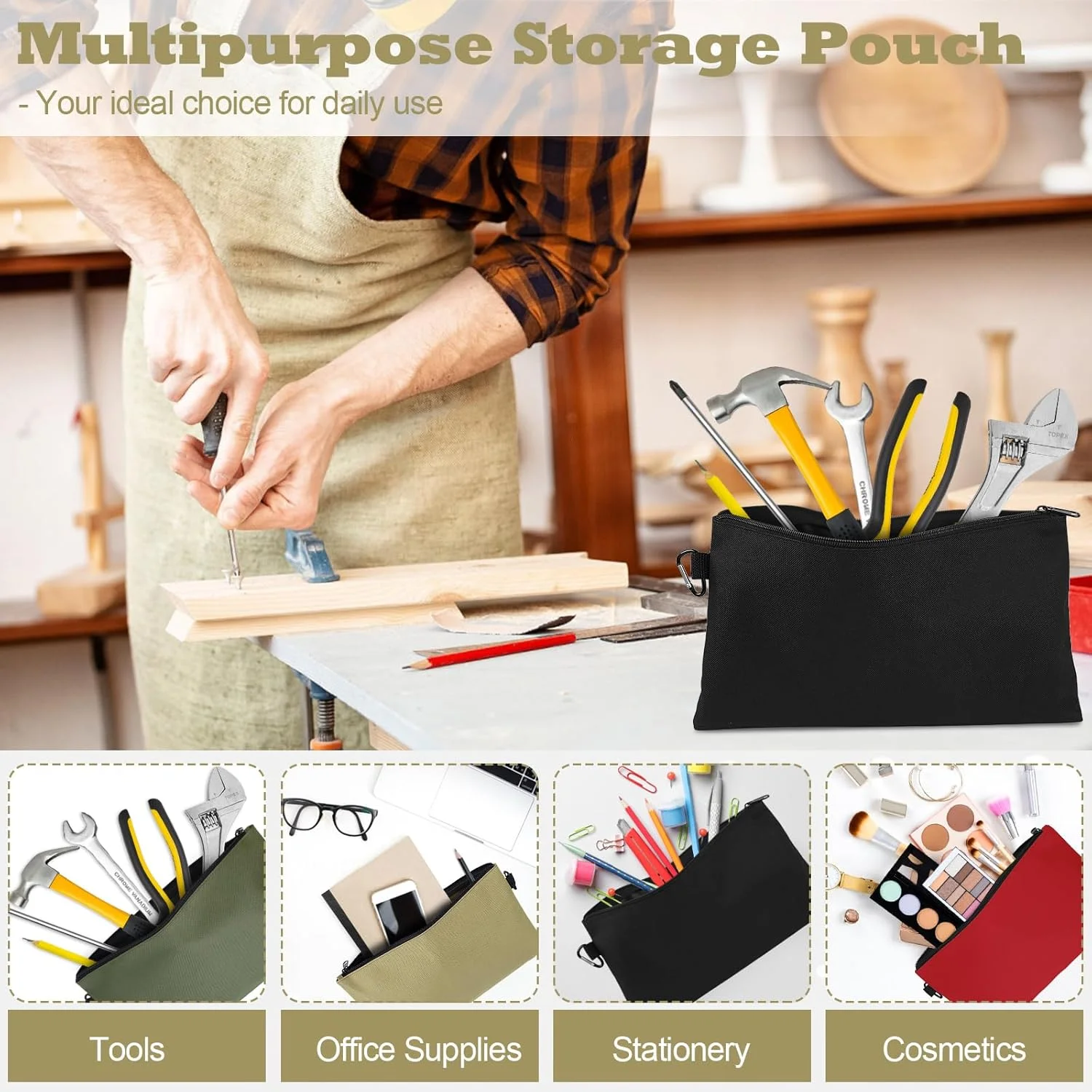 10/20Pcs Customized Canvas Pouch With Zipper Bulk Makeup Bag Creative Painting Student Stationery Cosmetic Bag (8.27×4.92 in) 4