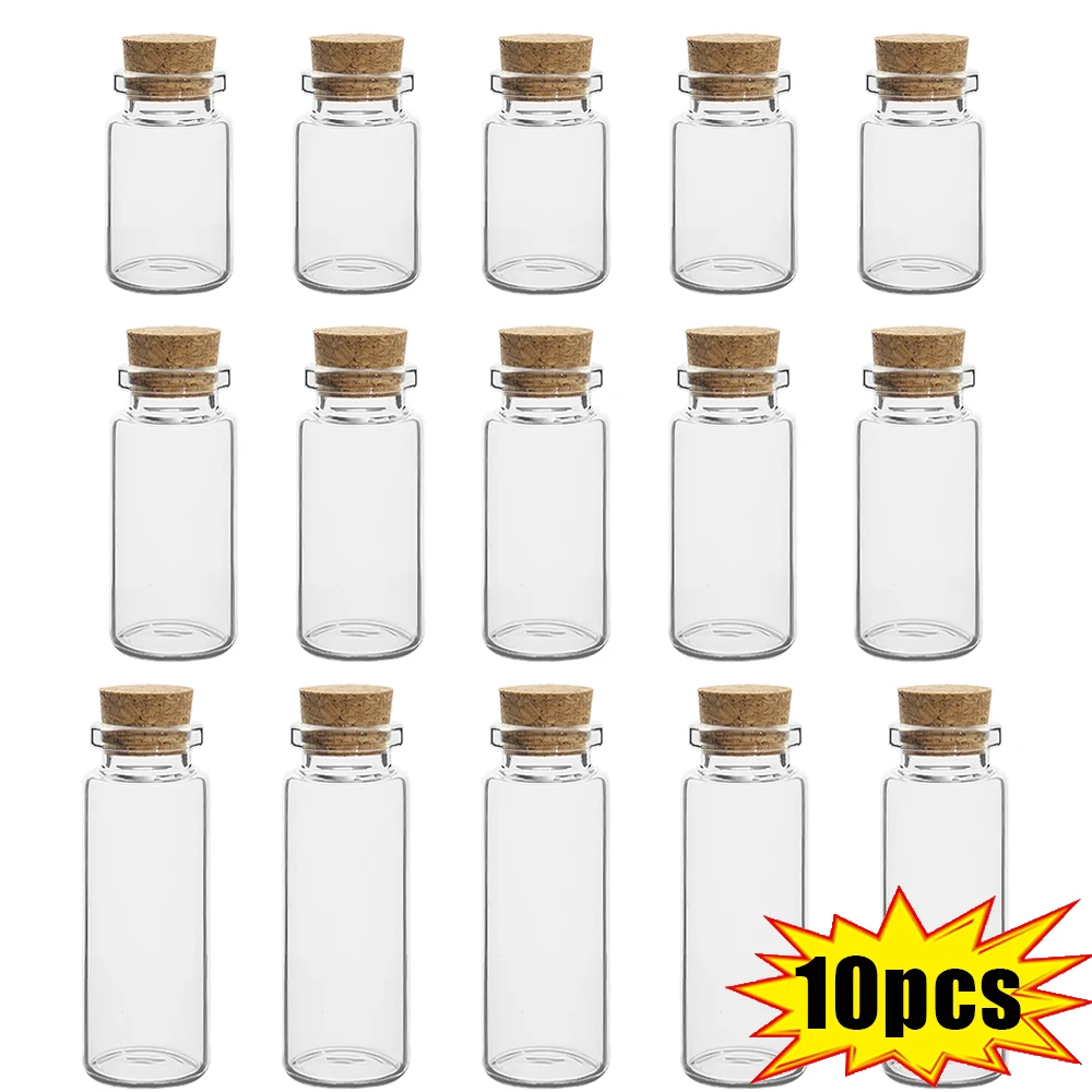 DIY Wishing Bottle Mini Glass Bottles 10Pcs Transparent Empty Message Bottle Christmas Wedding Party Decor Accessories glass bottles mini glass bottles