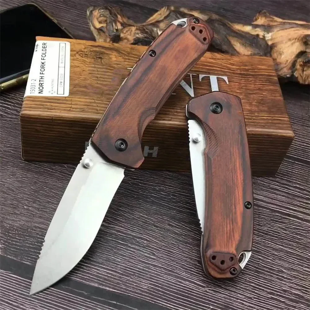 

Tactical Pocket 15031-2 Hunt North Fork Folding Knife 2.97" S30V Blade, Stabilized Wood Handles Outdoor Camping EDC Knives