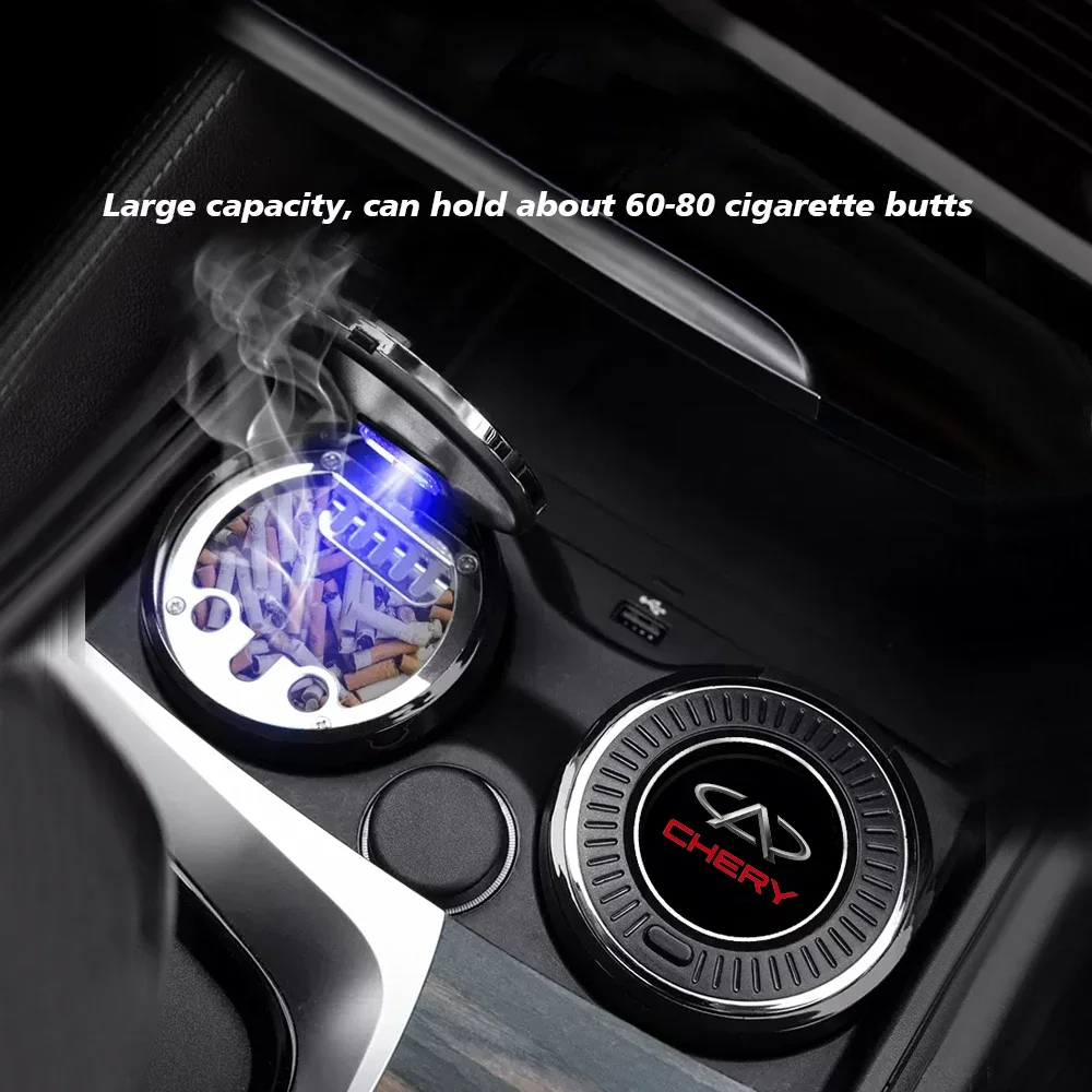 LED 조명이 있는 자동차 재떨이, 담배 재떨이 컨테이너, 연기 재떨이 실린더 연기 컵, CHERY ARRIZO 5 TIGGO 3 4 5 7 PRO