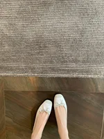 2023 Sweet Bowtie Shoes Woman Silk&Leather Patchwork Ballerinas Ladies Square Pig Nose Toe Mocasines Femmes Silver Flats Ballets 2