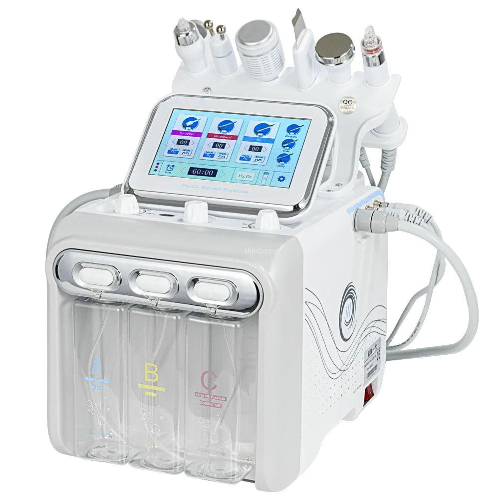 Hydro Dermabrasion 6 IN 1 Spa Skin Lifting H2-O2 Water Dermabrasion Tightening Small Bubble Facial Microdermabrasion Machine