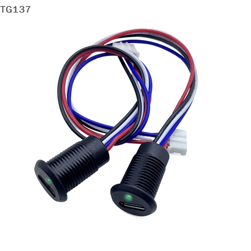 High-Current Waterproof USB Type-C Charging Socket with Indicator Light