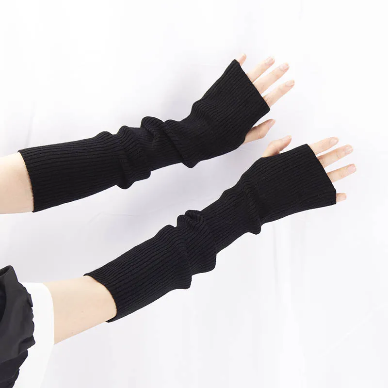 Korean Fashion Winter Women Arm Warmers Knitted Woolen Fingerless Gloves Arm Sleeve Soft Warm Soft Girl Lolita JK Gothic Gloves