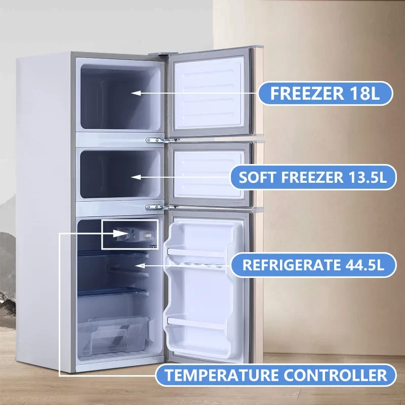 High Quality Three Doors Small-scale Refrigerator Fruit Vegetable Food Preservation Household Fridge Refrigeration and Freezing