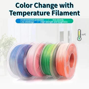 색상 변경 3D 프린터 필라멘트 번들, PLA 필라멘트, 1.75mm 번들, 온도 변경 필라멘트, 그린, 블루, 레드, 오렌지